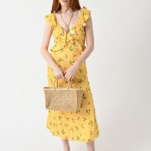 Sunny Yellow Floral Dress with Ruffles